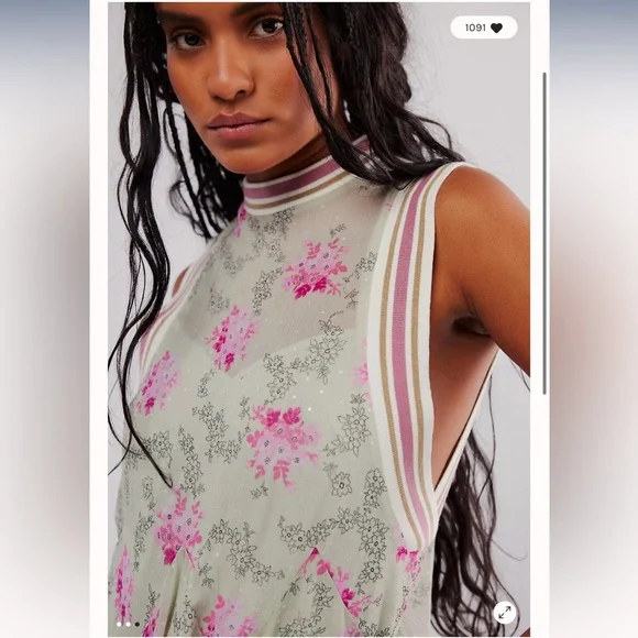 Free People Bali Adaire Metallic Dots Printed Floral Maxi Dress M